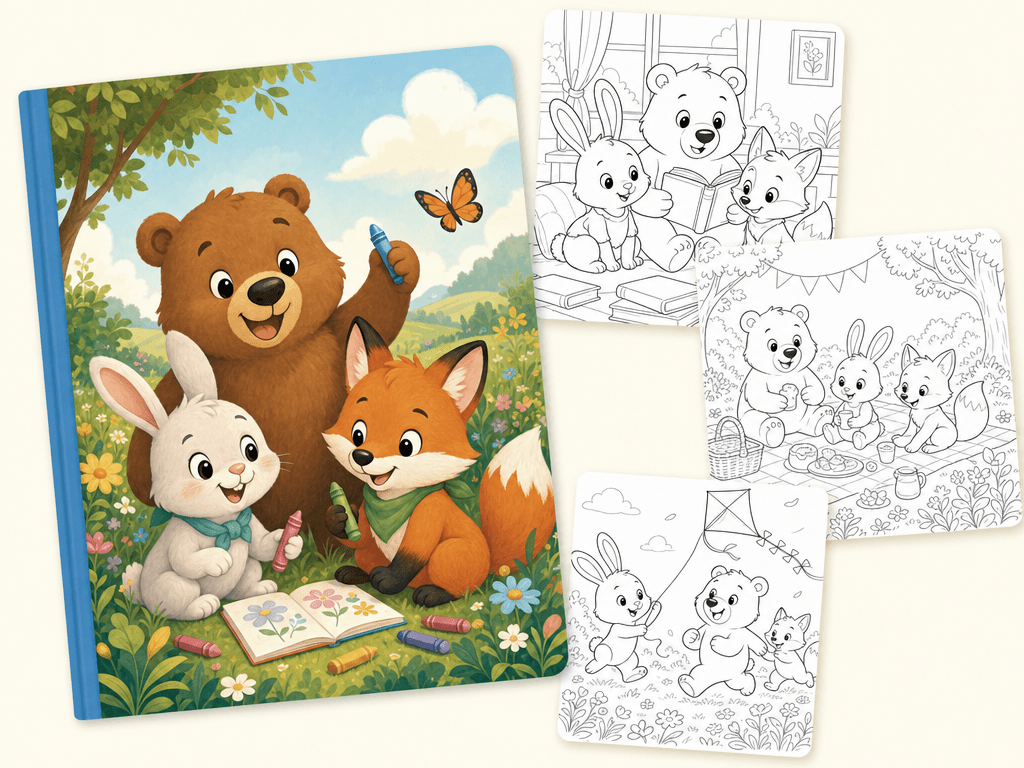 Kids activity books use case — Friendly age-tuned pages with playful covers and clean line art - tuned for the kids printable and activity-book market.
