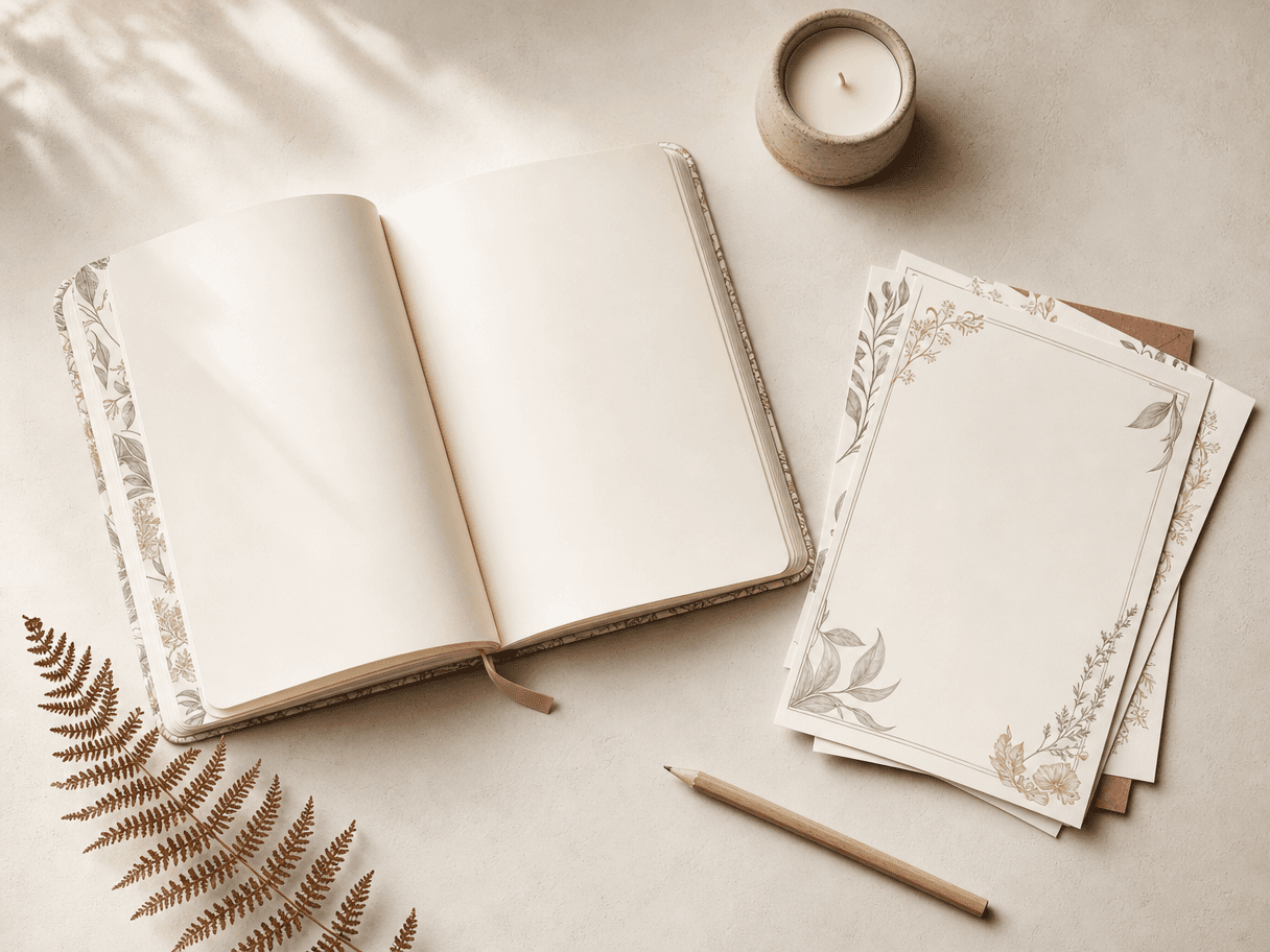 Printable stationery use case — Pattern-led planner pages, journal covers, and insert sets - exported as listing-ready printable bundles.