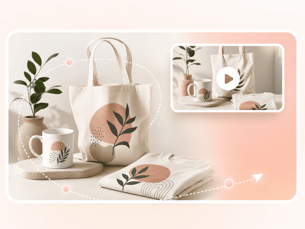 POD sellers use case - Animate mugs, totes, tees, and product mockups for social-ready promos - same workflow, every product variant.